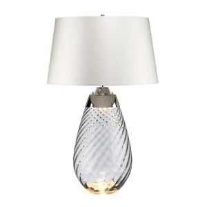 ELSTEAD LENA 2 LIGHT LARGE SMOKE TABLE LAMP WITH OFF-WHITE SHADE