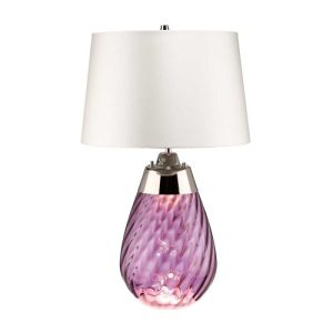 ELSTEAD LENA 2 LIGHT SMALL PLUM TABLE LAMP WITH OFF-WHITE SHADE