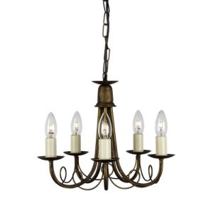 ELSTEAD MINSTER 5 LIGHT CHANDELIER - BLACK/GOLD