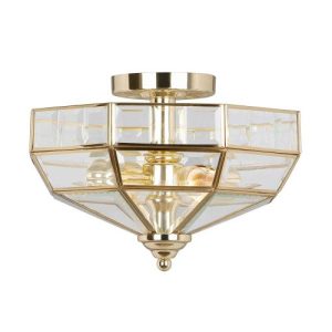 ELSTEAD OLD PARK 2 LIGHT SEMI-FLUSH - POLISHED BRASS