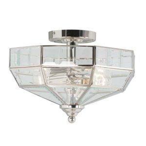 ELSTEAD OLD PARK 2 LIGHT SEMI-FLUSH - POLISHED NICKEL