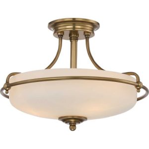 ELSTEAD GRIFFIN 3 LIGHT SEMI-FLUSH LIGHT - WEATHERED BRASS