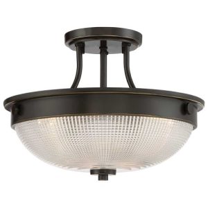 ELSTEAD MANTLE 2 LIGHT SEMI-FLUSH - PALLADIAN BRONZE