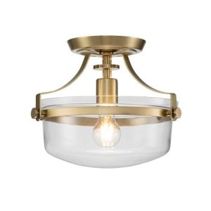 ELSTEAD PENN STATION 1 LIGHT SEMI FLUSH - BRUSHED BRASS