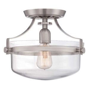 ELSTEAD PENN STATION 1 LIGHT SEMI FLUSH - BRUSHED NICKEL