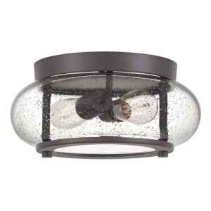 ELSTEAD TRILOGY 2 LIGHT FLUSH MOUNT - OLD BRONZE