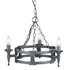 ELSTEAD SAXON 3 LIGHT CHANDELIER - BLACK/SILVER