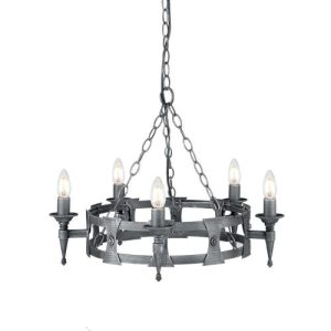 ELSTEAD SAXON 5 LIGHT CHANDELIER - BLACK/SILVER