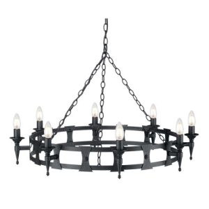 ELSTEAD SAXON 8 LIGHT CHANDELIER - BLACK