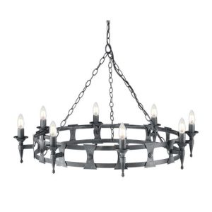 ELSTEAD SAXON 8 LIGHT CHANDELIER - BLACK/SILVER
