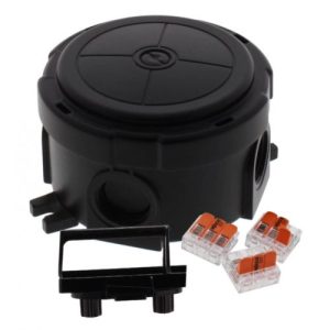 82MM X 57MM IP66 ROUND BLACK J/BOX (WITH 3X221 WAGO)