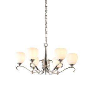 ENDON INTERIORS 1900 COLUMBIA NICKEL 6LT PENDANT & OPAL GLASS