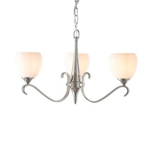 ENDON INTERIORS 1900 COLUMBIA NICKEL 3LT PENDANT & OPAL GLASS