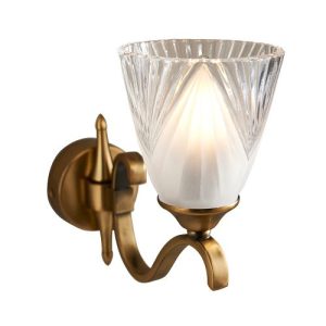 ENDON INTERIORS 1900 COLUMBIA BRASS SINGLE WALL & DECO GLASS