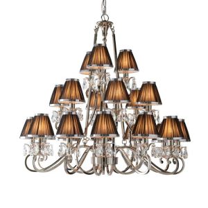 ENDON INTERIORS 1900 OKSANA NICKEL 21LT PENDANT & BLACK SHADES