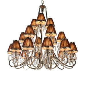 ENDON INTERIORS 1900 OKSANA NICKEL 21LT PENDANT & CHOCOLATE SHADES