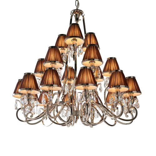 ENDON INTERIORS 1900 OKSANA NICKEL 21LT PENDANT & CHOCOLATE SHADES