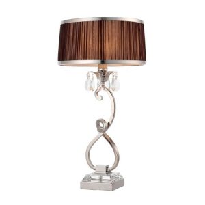 ENDON INTERIORS 1900 OKSANA NICKEL MEDIUM TABLE & CHOCOLATE SHADE