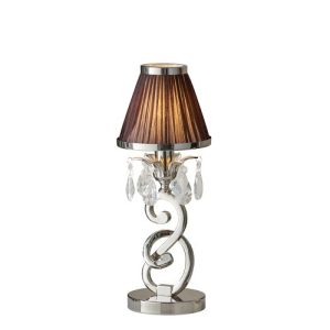 ENDON INTERIORS 1900 OKSANA NICKEL SMALL TABLE & CHOCOLATE SHADE