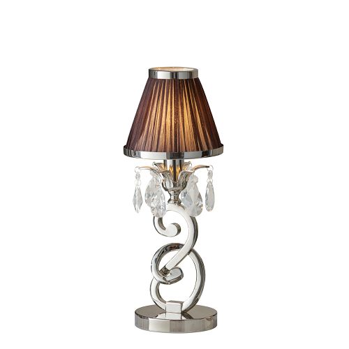 ENDON INTERIORS 1900 OKSANA NICKEL SMALL TABLE & CHOCOLATE SHADE