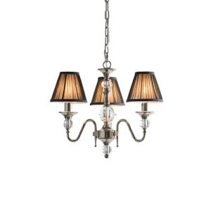 ENDON INTERIORS 1900 POLINA NICKEL 3LT PENDANT & BLACK SHADES