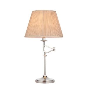 ENDON INTERIORS 1900 STANFORD NICKEL SWING ARM TABLE & BEIGE SHADE