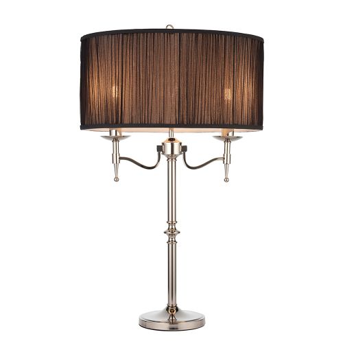 ENDON INTERIORS 1900 STANFORD NICKEL TABLE & BLACK SHADE