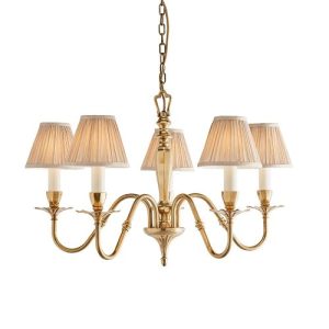 ENDON INTERIORS 1900 ASQUITH 5LT PENDANT & BEIGE SHADES