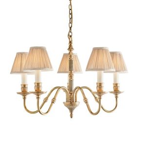 ENDON INTERIORS 1900 FITZROY 5LT PENDANT & BEIGE SHADES
