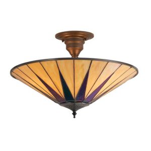 ENDON TIFFANY DARK STAR LARGE 3LT SEMI FLUSH