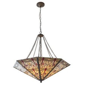 ENDON TIFFANY DRAGONFLY BEIGE MEGA PANEL INVERTED 8LT PENDANT