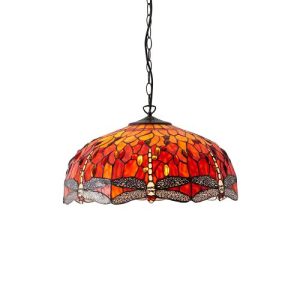 ENDON TIFFANY DRAGONFLY FLAME LARGE 3LT PENDANT