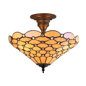 ENDON TIFFANY PEARL MEDIUM 3LT SEMI FLUSH