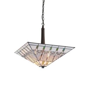 ENDON TIFFANY MISSION LARGE INVERTED 2LT PENDANT