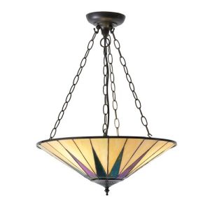 ENDON TIFFANY DARK STAR LARGE INVERTED 3LT PENDANT
