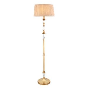 ENDON INTERIORS 1900 POLINA ANTIQUE BRASS FLOOR & BEIGE SHADE