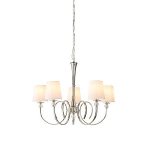 ENDON INTERIORS 1900 FABIA 5LT PENDANT & VINTAGE WHITE SHADES