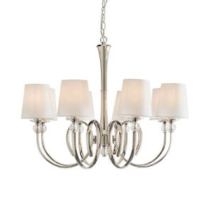 ENDON INTERIORS 1900 FABIA 8LT PENDANT & VINTAGE WHITE SHADES