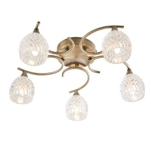 ENDON BOYER 5-LT ANTIQUE BRASS FLUSH FTGS