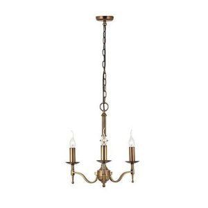 ENDON INTERIORS 1900 STANFORD ANTIQUE BRASS 3LT PENDANT