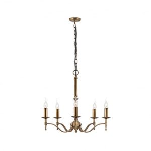 ENDON INTERIORS 1900 STANFORD ANTIQUE BRASS 5LT PENDANT