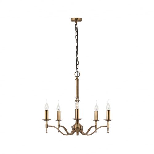 ENDON INTERIORS 1900 STANFORD ANTIQUE BRASS 5LT PENDANT