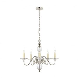 ENDON INTERIORS 1900 TILBURG NICKEL 5LT PENDANT