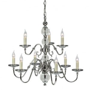 ENDON INTERIORS 1900 TILBURG NICKEL 9LT PENDANT