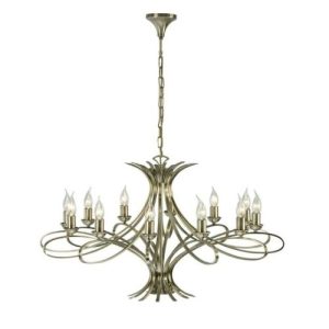 ENDON INTERIORS 1900 PENN BRUSHED BRASS 12LT PENDANT