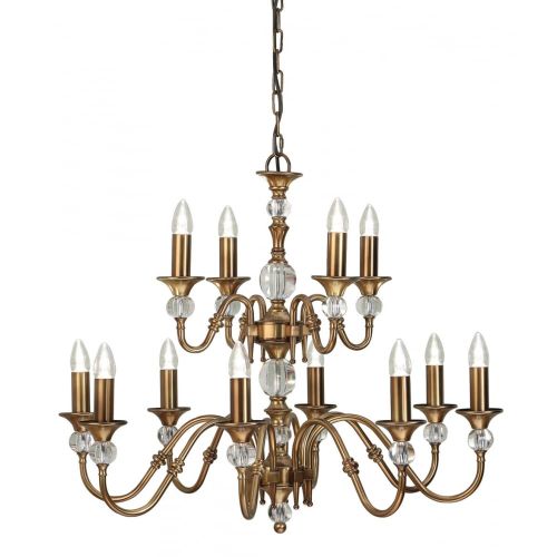 ENDON INTERIORS 1900 POLINA ANTIQUE BRASS 12LT PENDANT