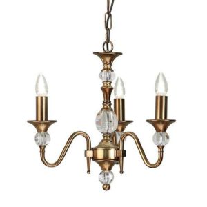 ENDON INTERIORS 1900 POLINA ANTIQUE BRASS 3LT PENDANT