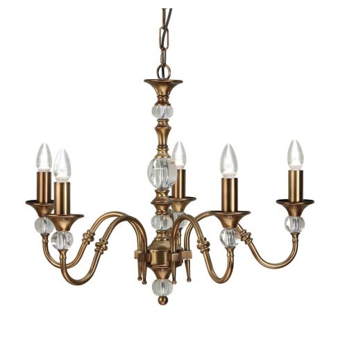 ENDON INTERIORS 1900 POLINA ANTIQUE BRASS 5LT PENDANT