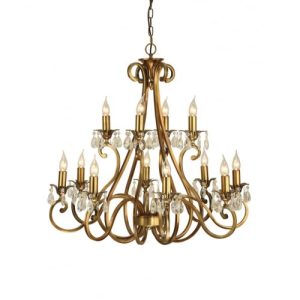 ENDON INTERIORS 1900 OKSANA ANTIQUE BRASS 12LT PENDANT