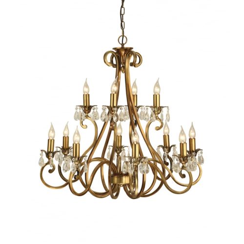 ENDON INTERIORS 1900 OKSANA ANTIQUE BRASS 12LT PENDANT